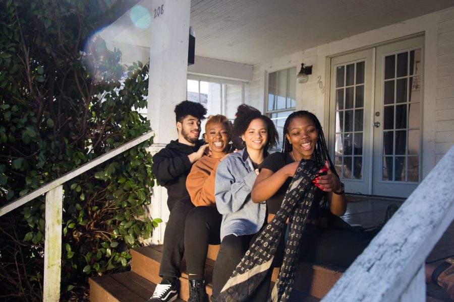 (left to right) Models Andrew Stewart, Ghermanie Allen, Melissa Morrison and Savannah Jackson bond over music and memories.