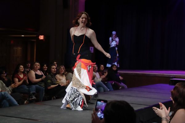 A person walking on a model runway